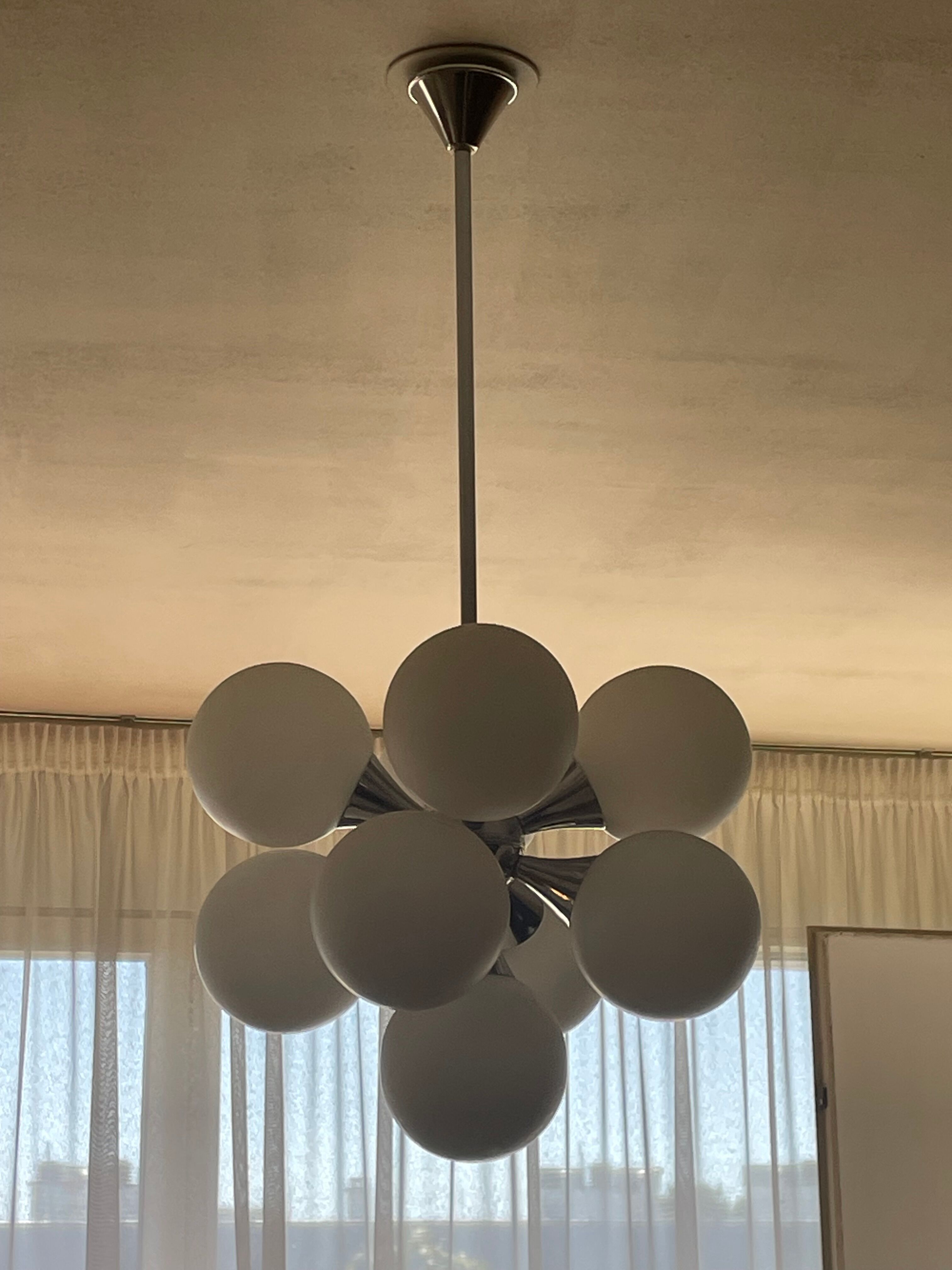 Ceiling lamp chandelier 7 lights Sputnik 1960s, The cluster