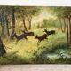Clearing with five deer, oil on canvas signed F Hari Fourchon