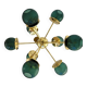 Italian Gold Chandelier Sputnik in Murano Glass Style Green "Balloton"