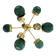 Italian Gold Chandelier Sputnik in Murano Glass Style Green "Balloton"