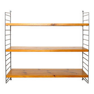 Swedish pine and metal shelving unit