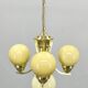 Art Deco Brass and Opaline Glass Chandelier, 1930s