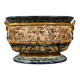 Large planter in colored slip with antique decoration