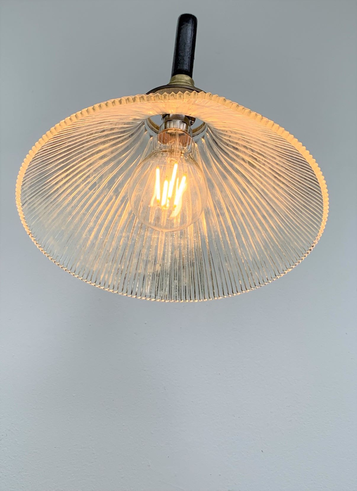 Applique col de cygne droit 1930 avec Holophane Verre