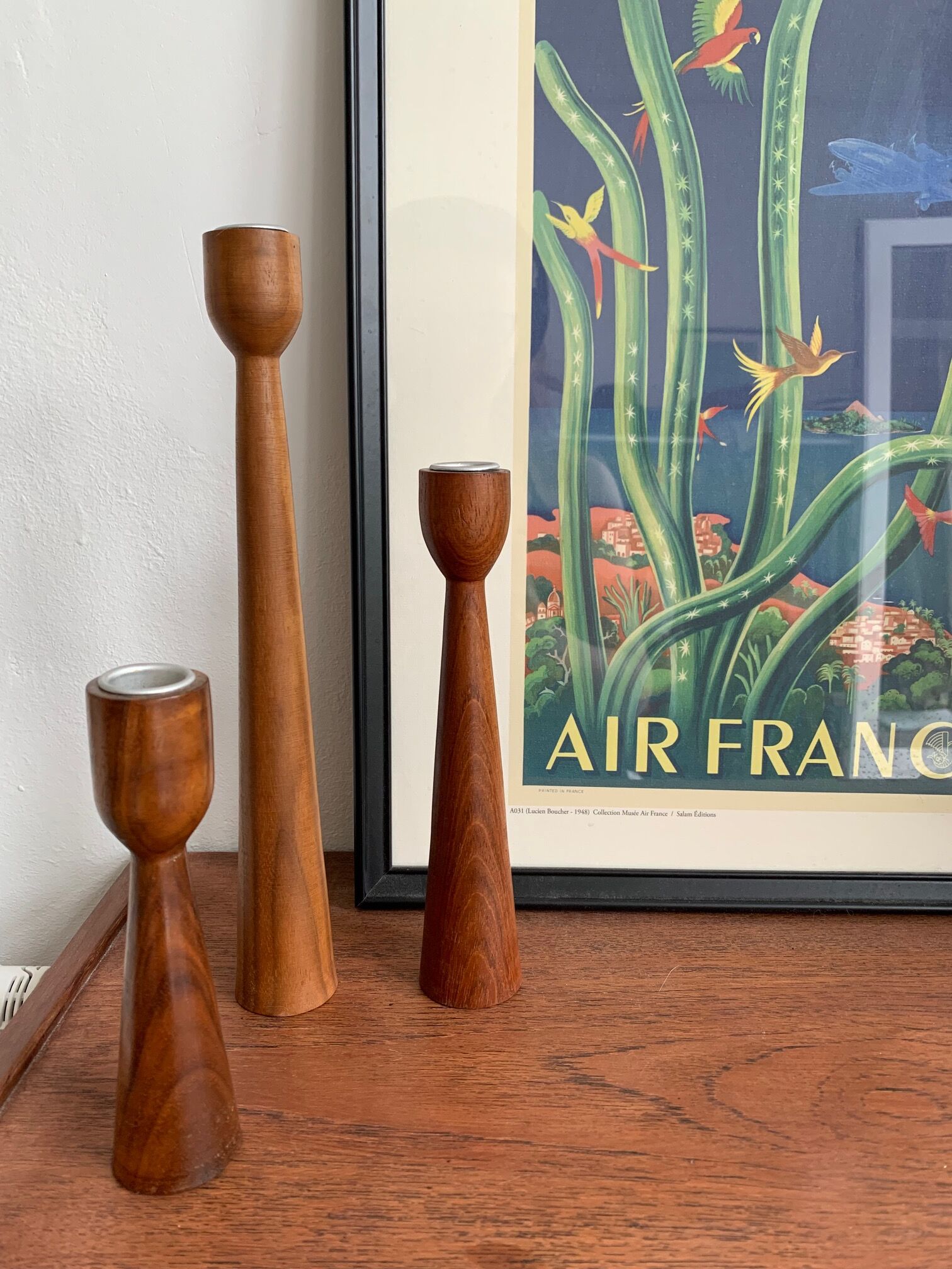 Danish candlestick trio in Teak - 1960