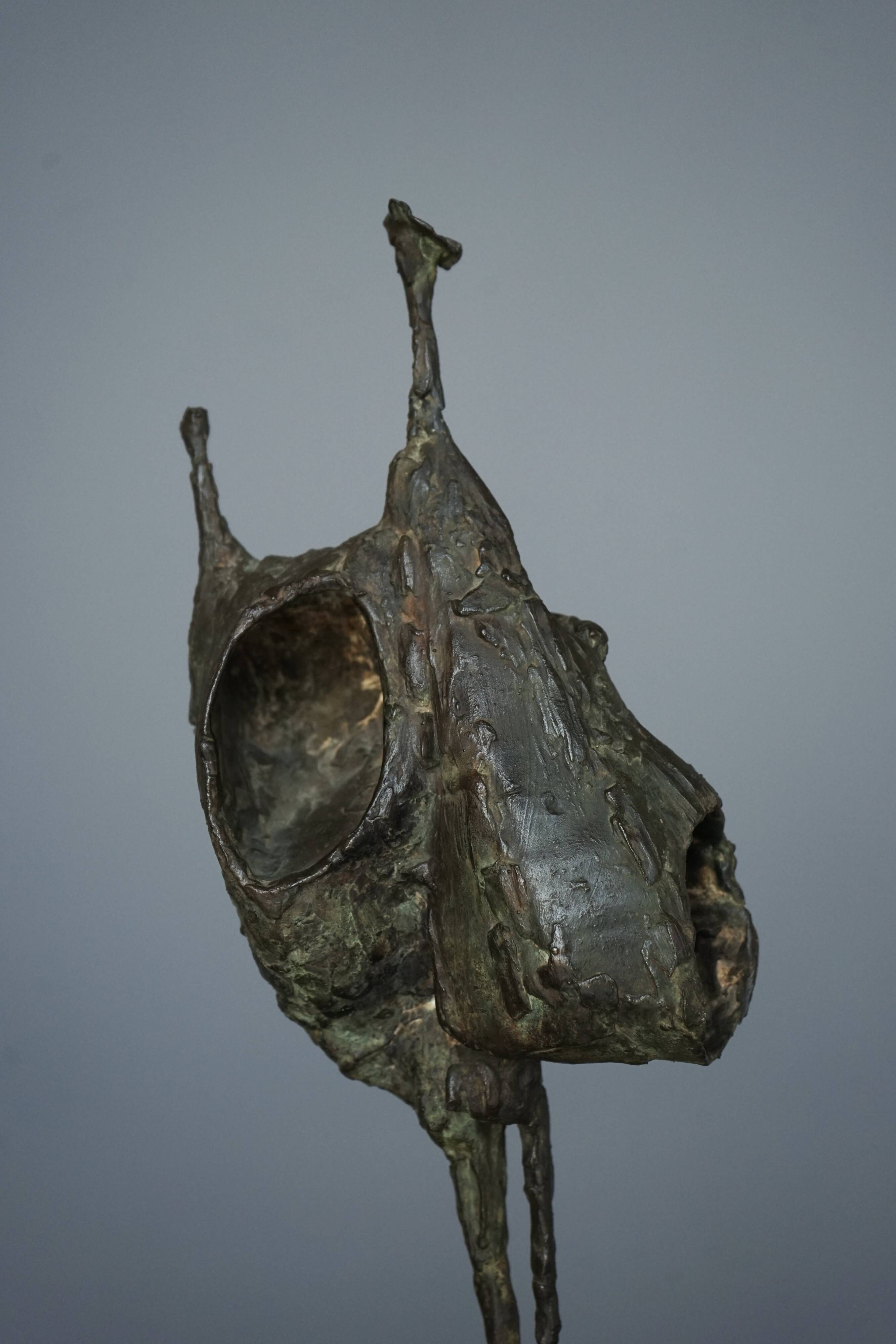 Jetty Homan, Abstract Sculpture, 1970s, Bronze & Teak