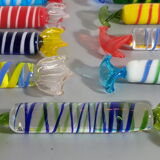 Set de 9 porte-couteaux en verre filé
