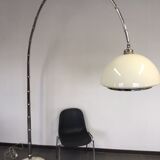 Vintage lamppost arc bamboo chrome and opaline 1970