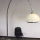 Vintage lamppost arc bamboo chrome and opaline 1970