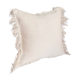White linen bohemian cushion fringed