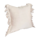 White linen bohemian cushion fringed