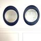 Oval wall mirror 1970s blue faux leather