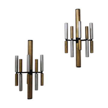 Stilnovo brass and aluminun tubes sconces 1950s
