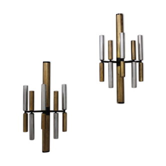 Stilnovo brass and aluminun tubes sconces 1950s