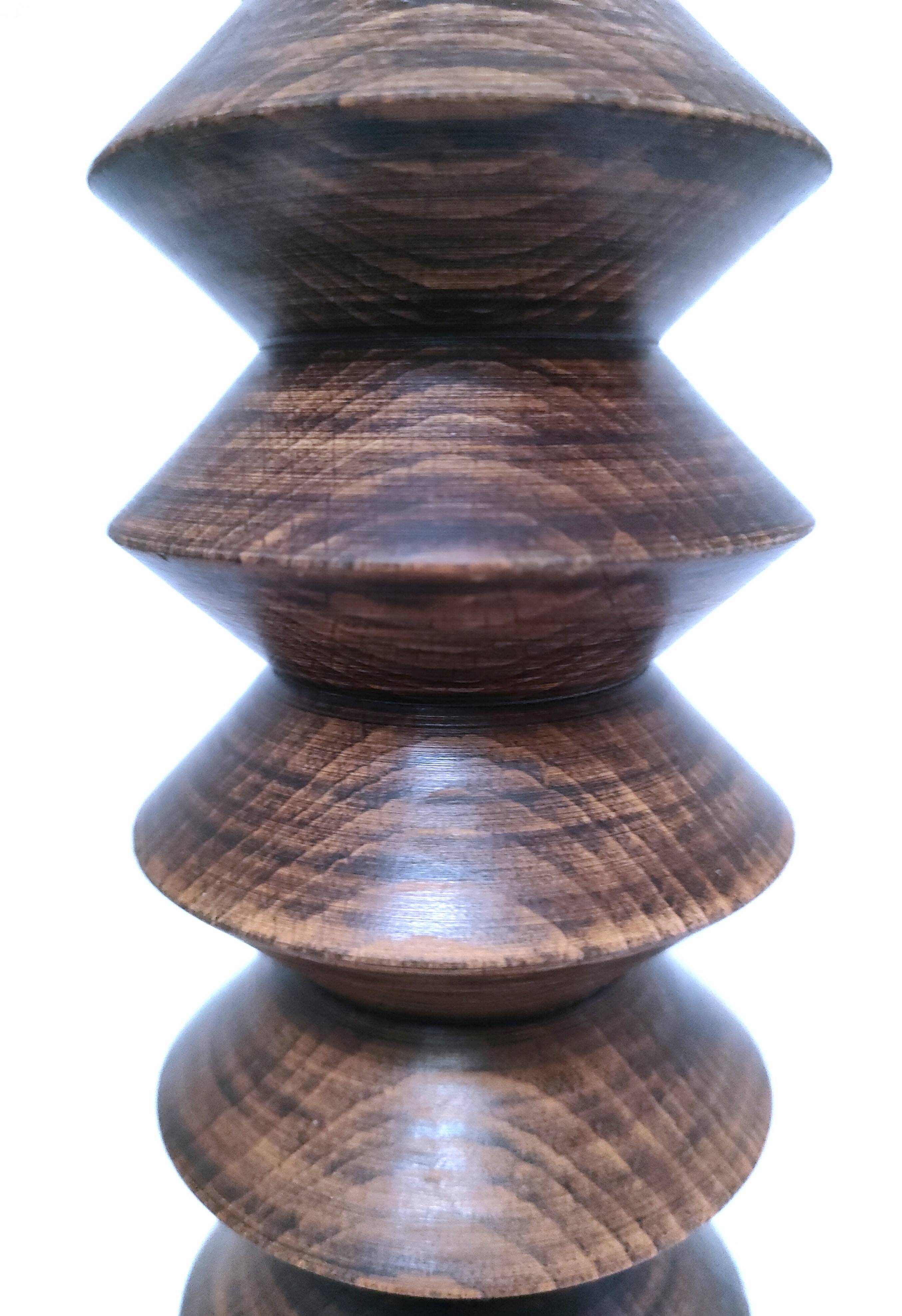XL turned wooden lamp base H.47 cm 1950s design
