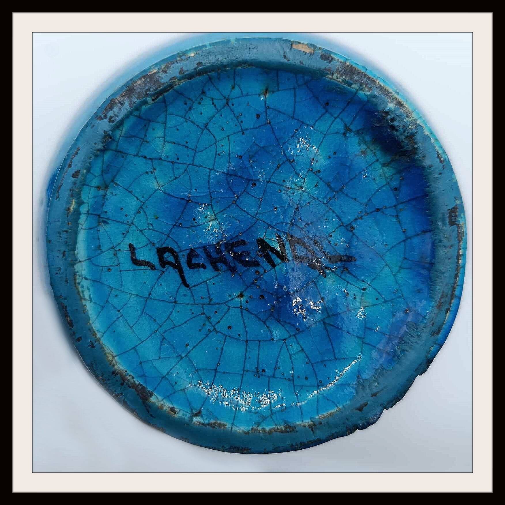 Blue ceramic vase by Edmond Lachenal