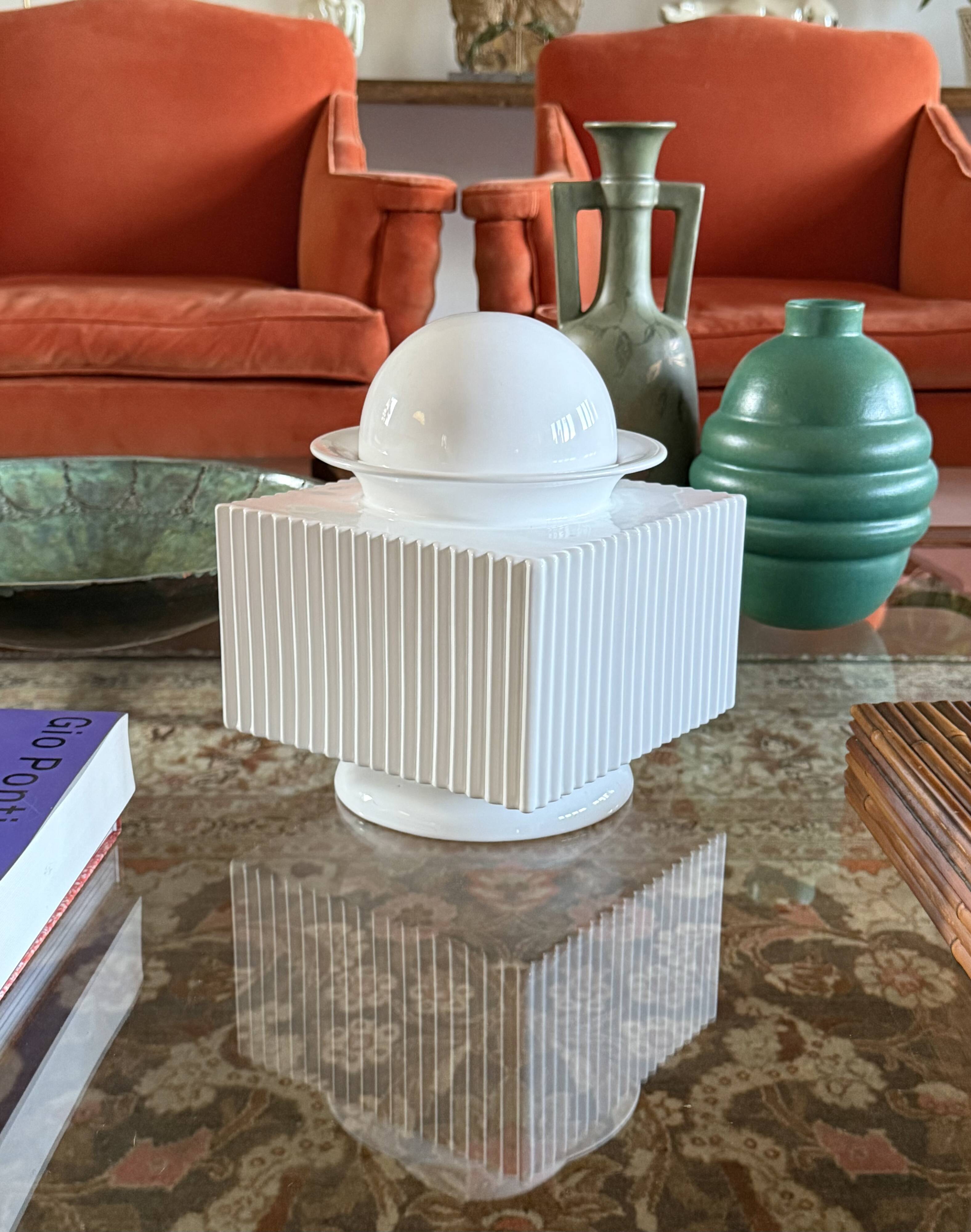 Sergio Asti, postmodern white ceramic vase, Cedit Italy 1970s