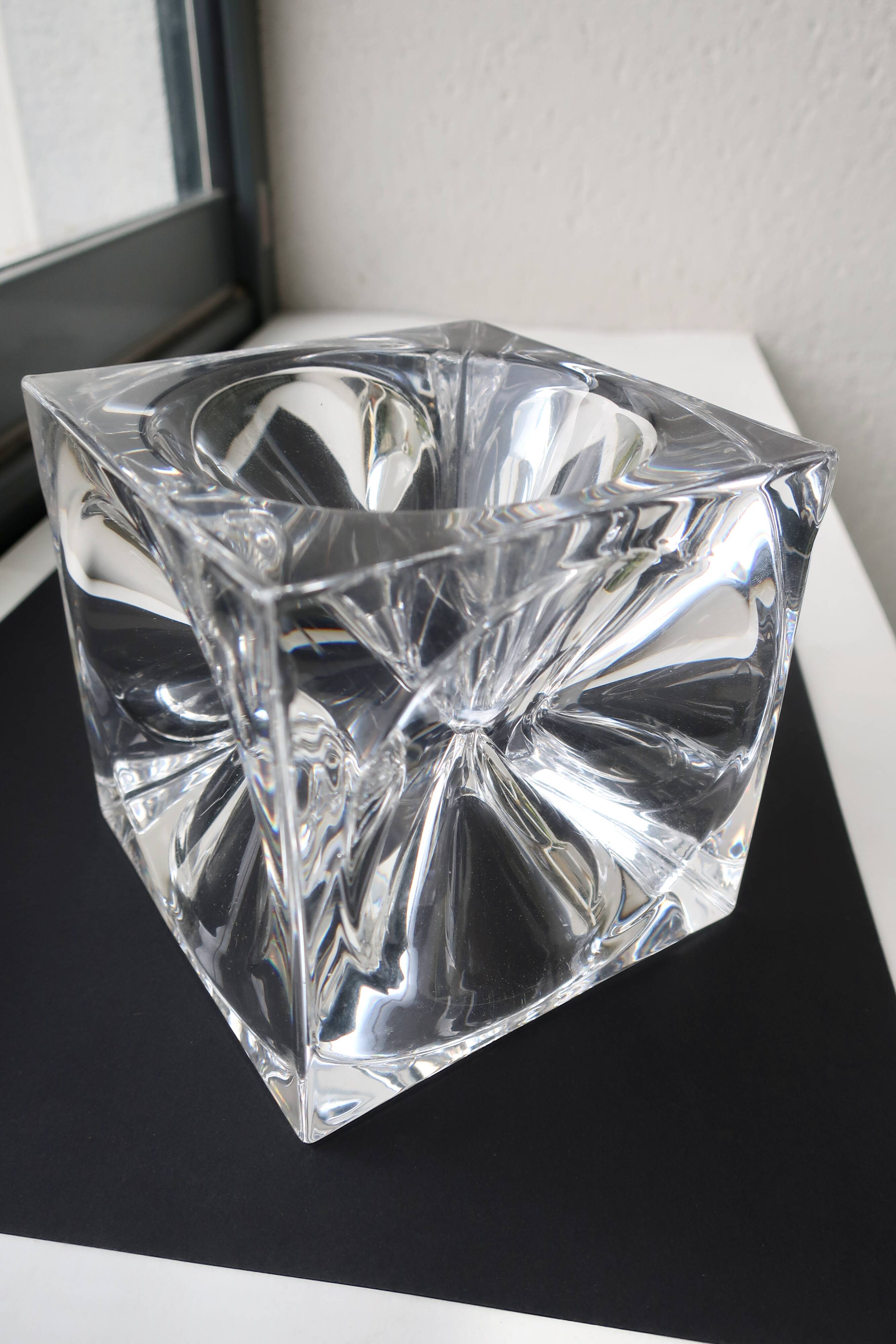 Daum france, rare cendrier cube "roc22", vers 1975, tbe