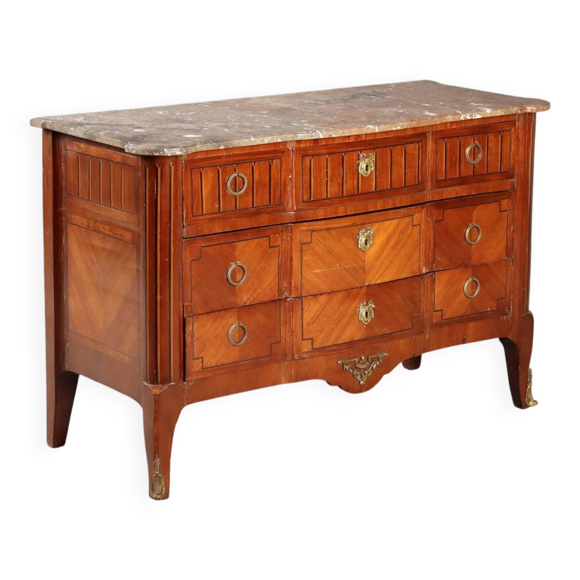 Commode Louis XVI ancienne en acajou et bois de rose, XIXe siècle