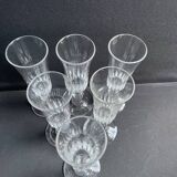 6 Champagne flutes – Baccarat/Saint Louis - Cut crystal - 19th century