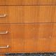 Chest of drawers from the 50s-60s in golden mahogany 4 drawers feet bobbin