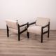 Pair of vintage 80's armchairs in wood and fabric italian design