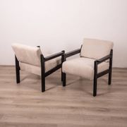 Pair of vintage 80's armchairs in wood and fabric italian design