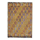 Tapis vintage turc Oushak fait main en laine et coton jaune 155x223