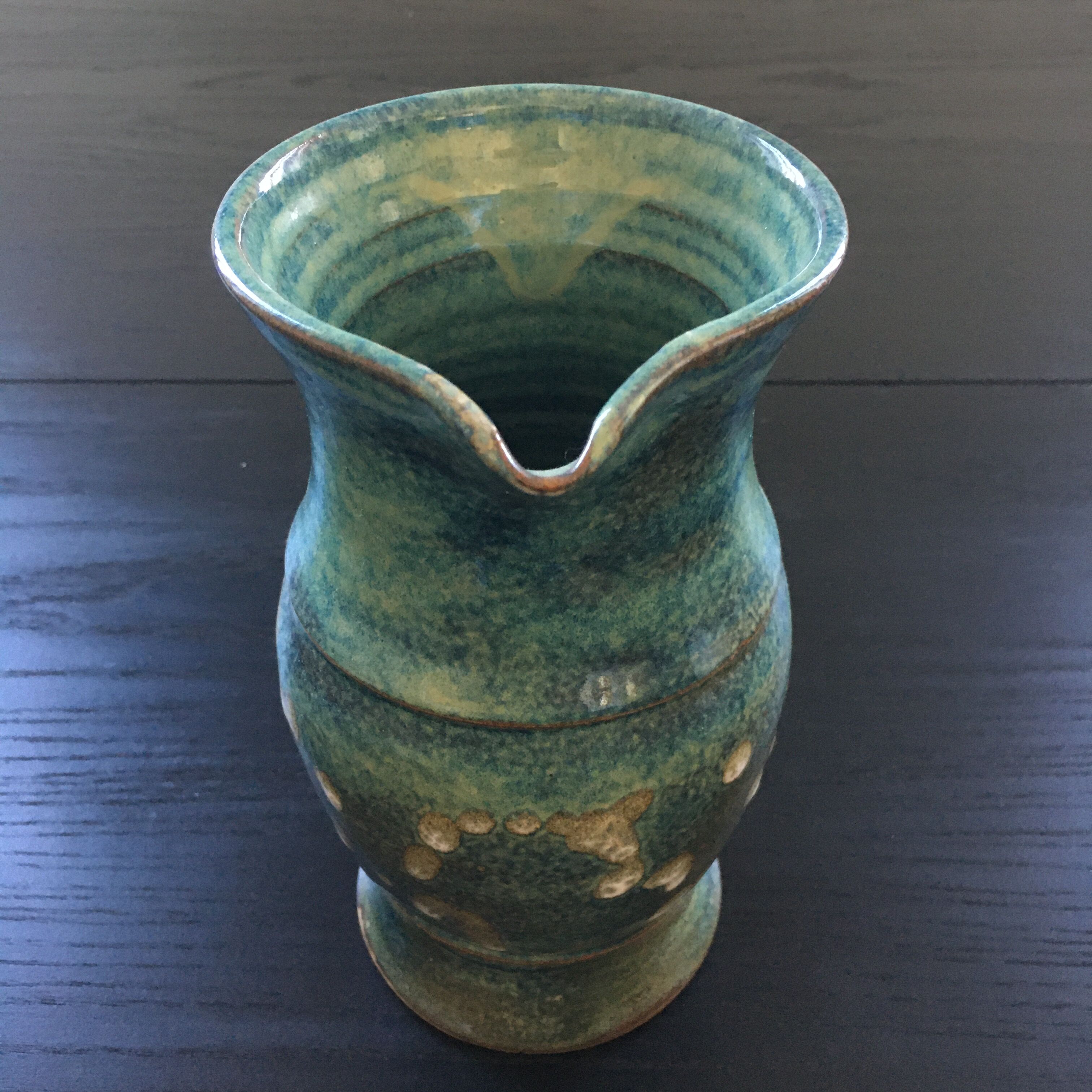 Pitcher blue green decoration peas