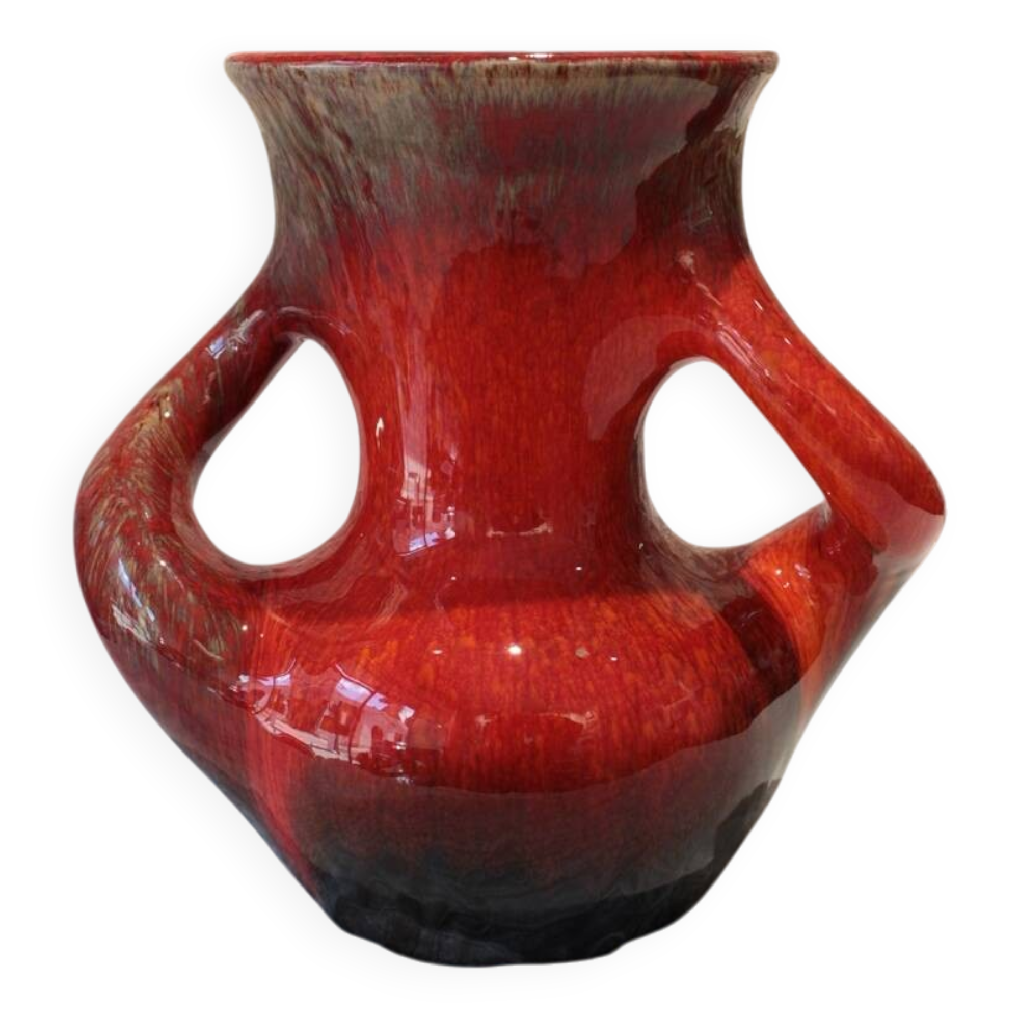 Saint-Paul-de-Vence red flamed earthenware vase circa 1970