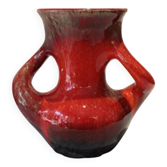 Saint-Paul-de-Vence red flamed earthenware vase circa 1970