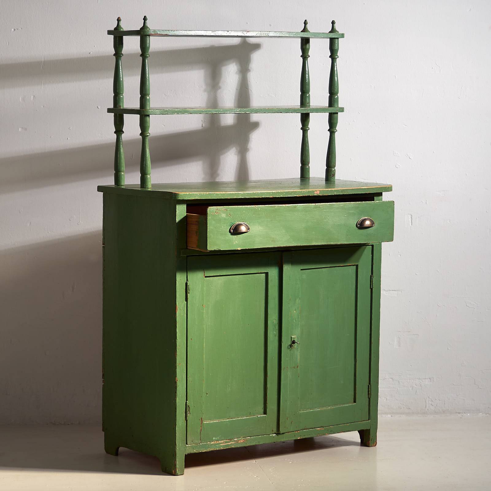 Antique emerald green kitchen cabinet (circa 1920)