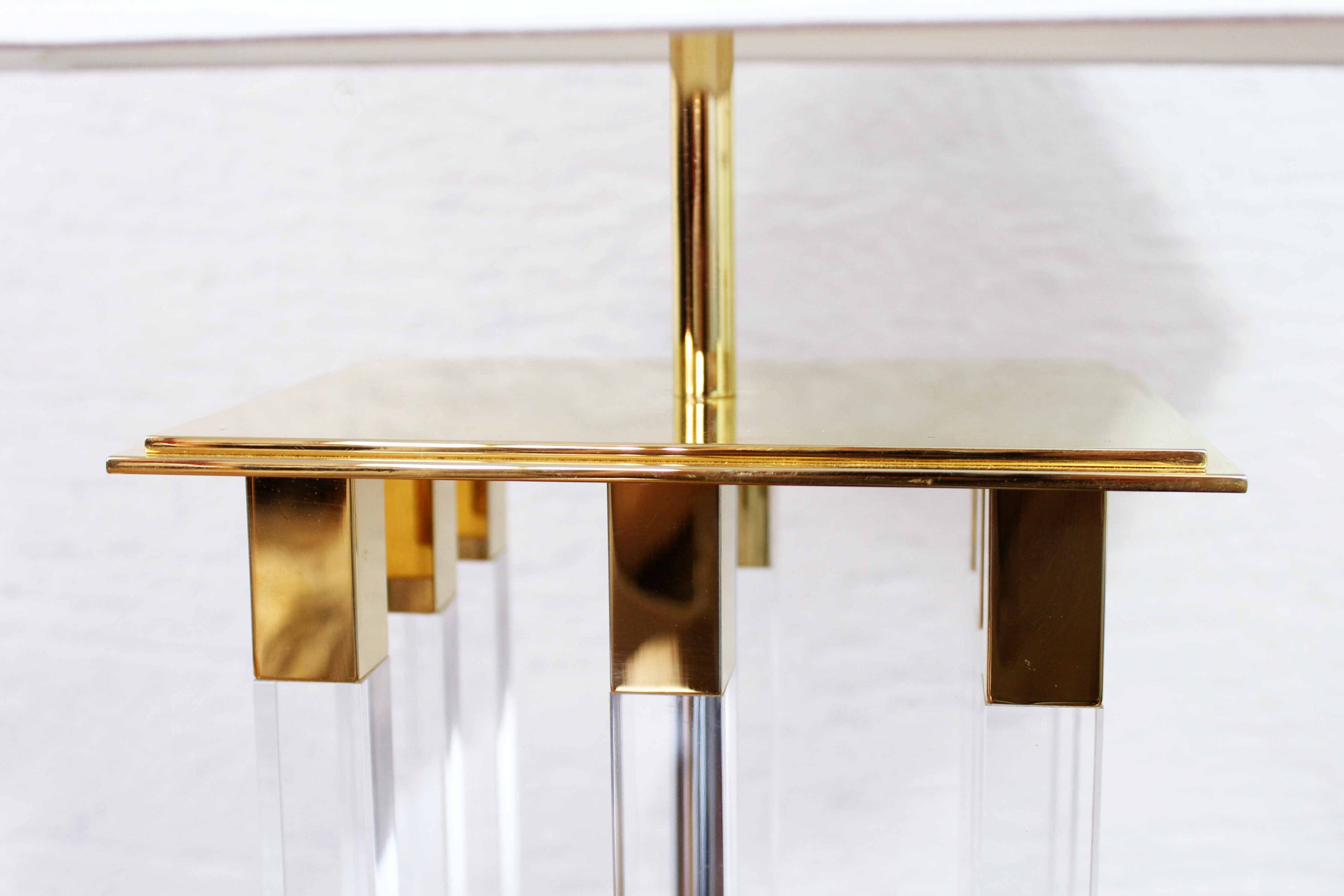 Pair of plexiglass and brass lamps, Italy 1970