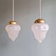 Art Deco pendant light in transparent satin glass, 1920s-30s