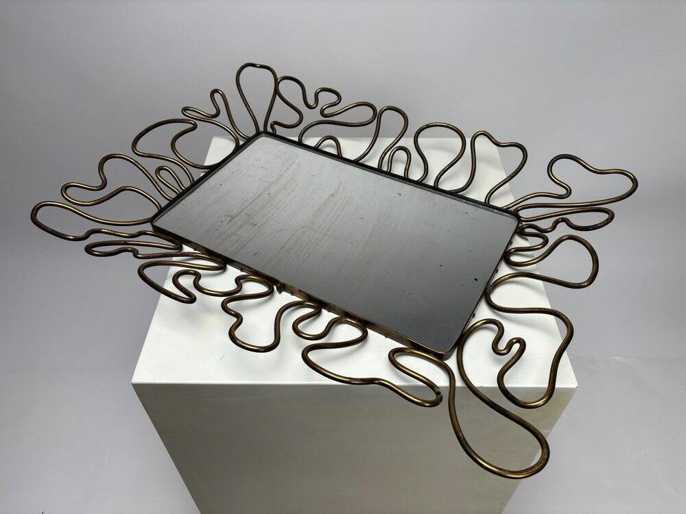 Mid-Century Brass Mirror in the style of Gio Ponti Style, Italy, 1950s