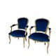 pair of Louis XV style armchairs in blue velvet
