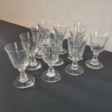 Port wine liqueur glasses in blown glass early 20th century