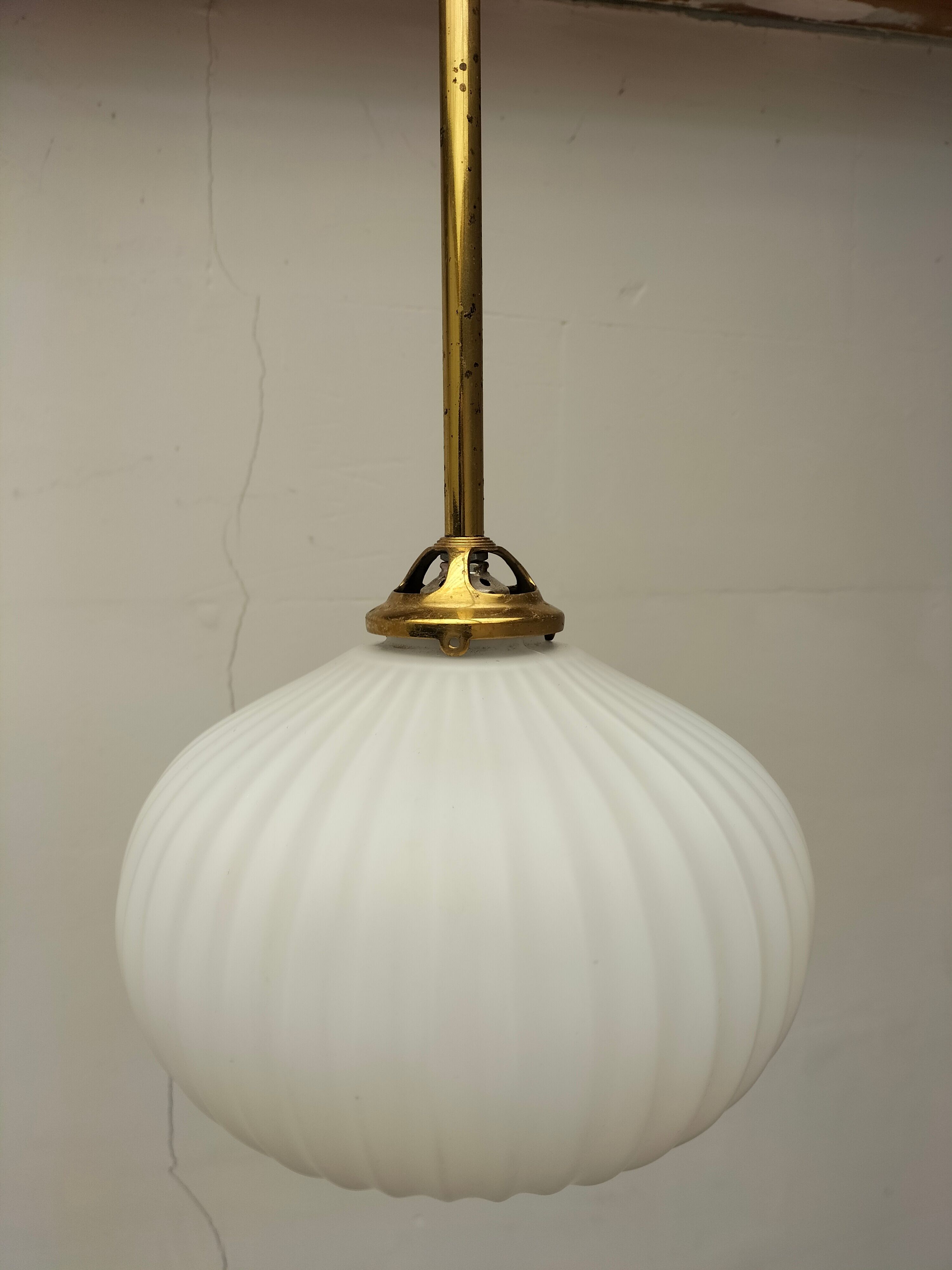 Pair brass and glass chandeliers