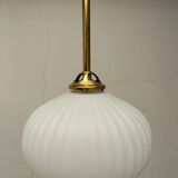 Pair brass and glass chandeliers