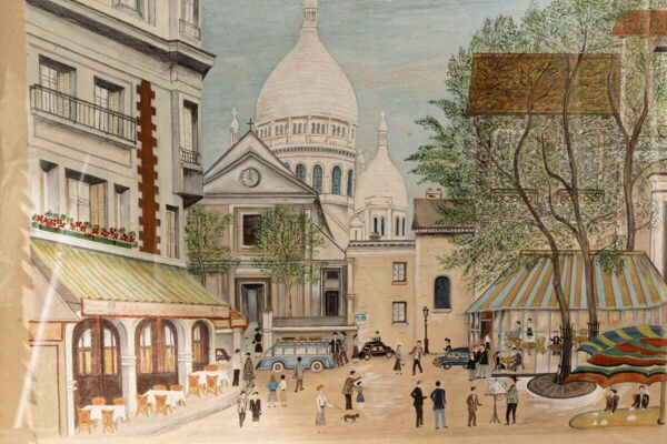 Dessin, la place du Tertre, Montmartre, art naïf
