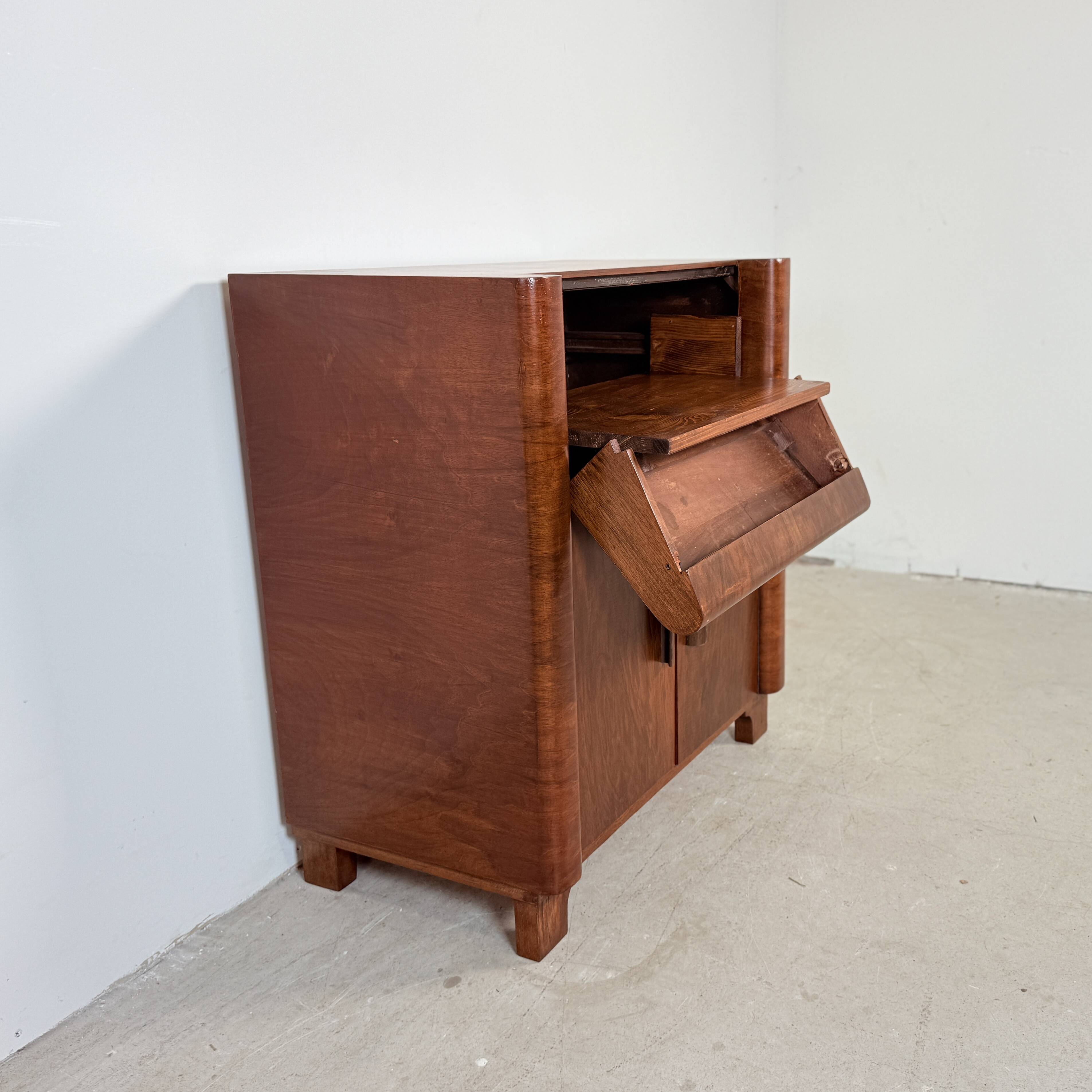 Art Deco audio cabinet with pull-out drawer