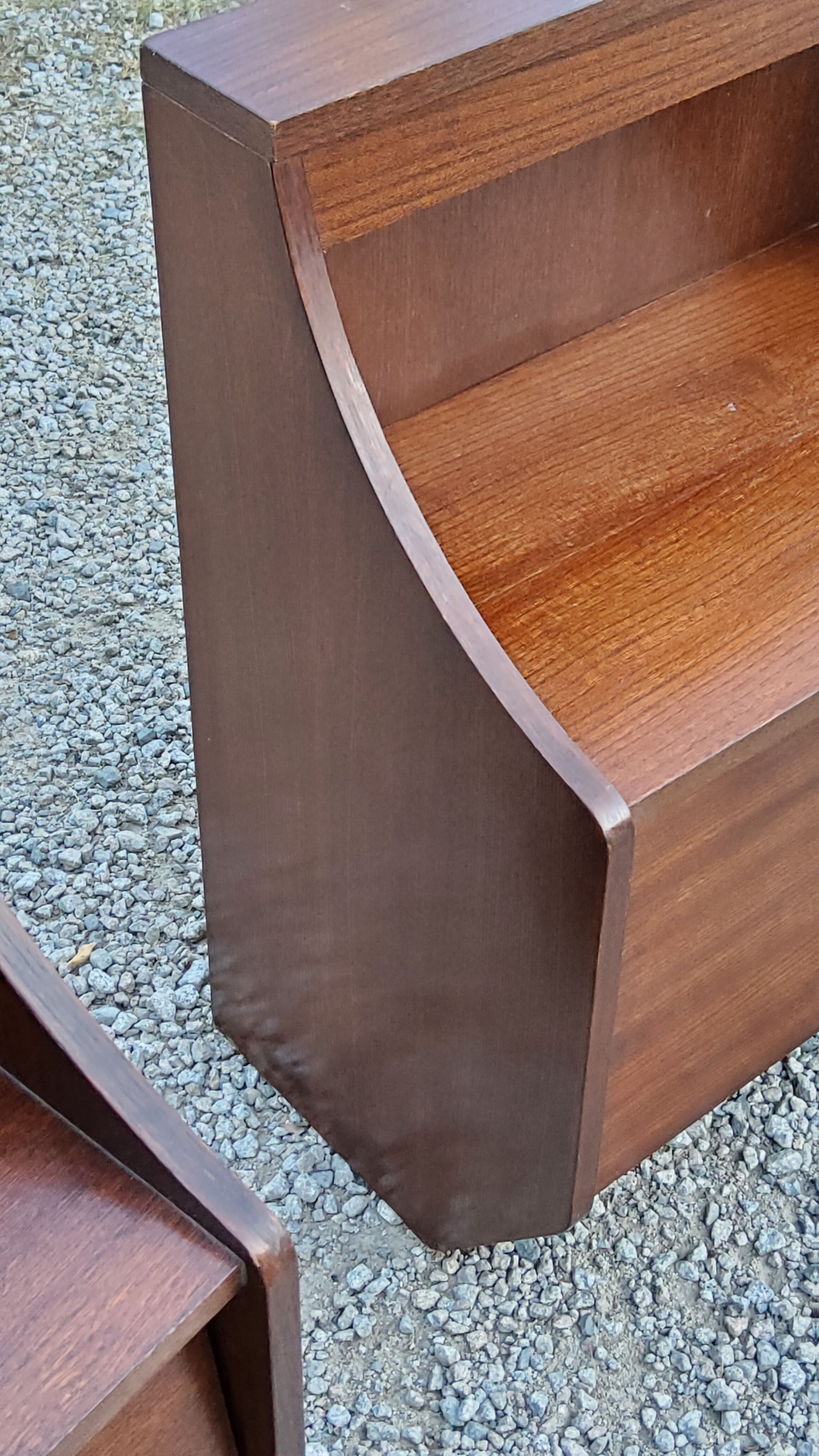 Pair of bedside tables from the 70s in rosewood stained oak veneer