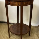 Pedestal table / Round seat in wood marquetry