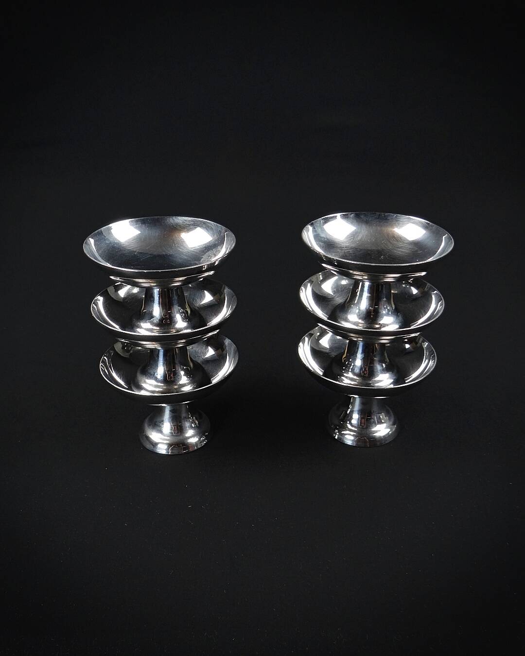 6 stainless steel ice cream bowls on foot stainless steel dessert service
