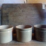Three XXeme jam jars in glazed earth