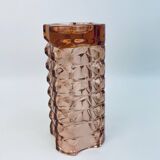 Large pink glass vase in Art Deco style