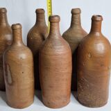 Set of 6 hand-turned stoneware bottles, 31 cm