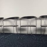 Set of 4 vintage Ursula chairs in black leather, Italian, from Arrben 1980