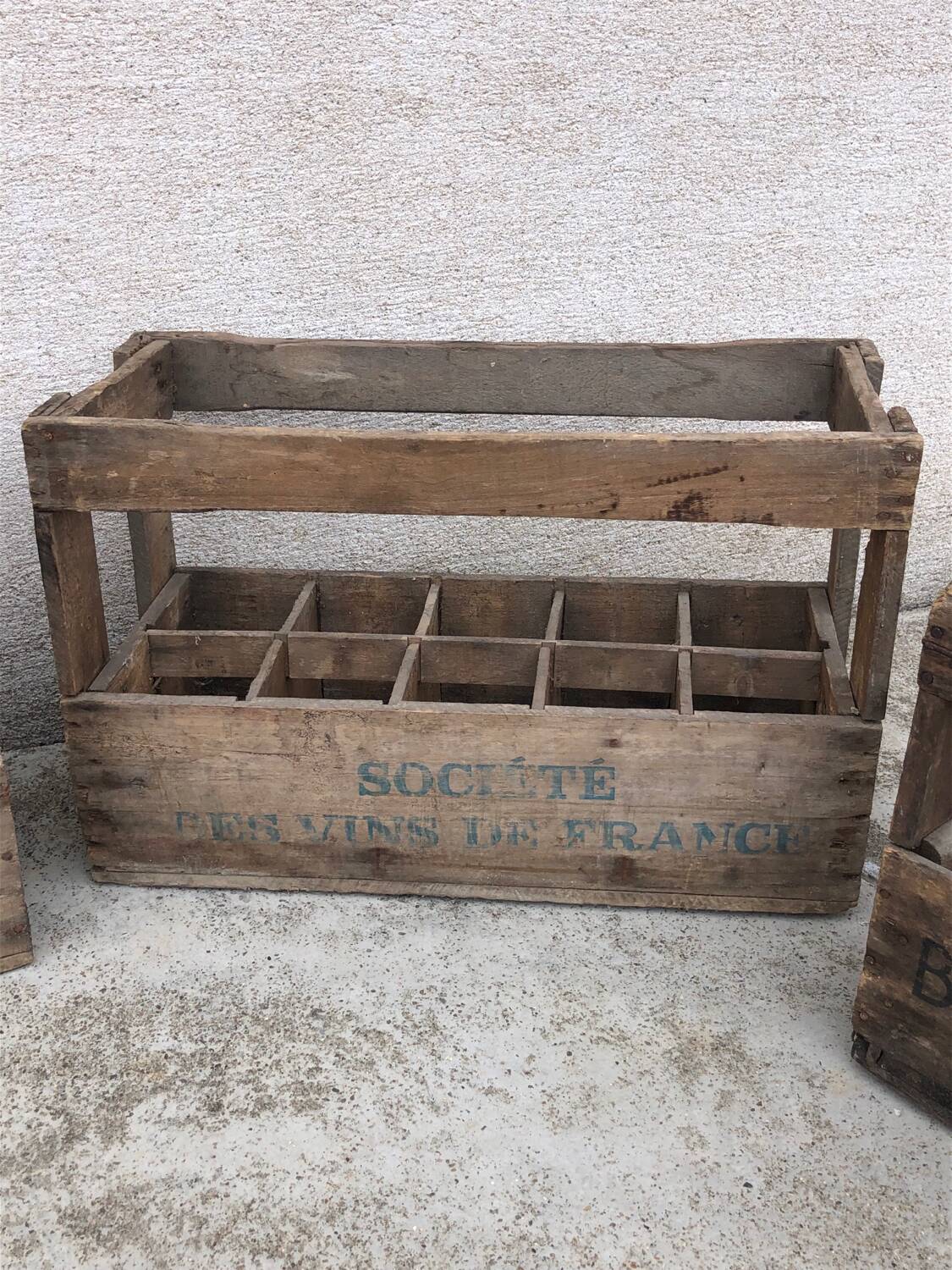 Lot of 4 vintage old wooden bottle racks