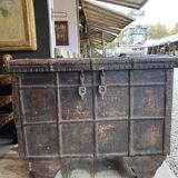 Large Indian chest on wheels early 20th century